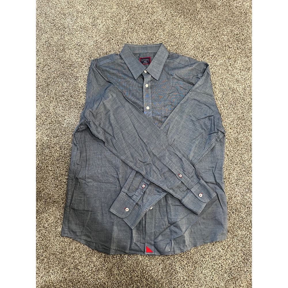 UNTUCKit Mens Slim Fit Long Sleeve Button Down Shirt Navy Blue Cotton Large - Picture 3 of 7